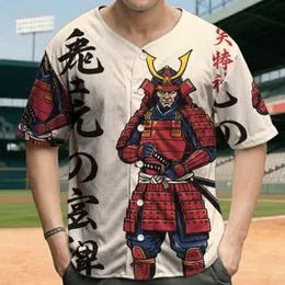 Samurai Warrior Katana Horned Helmet Black Red Calligraphy Deep Blue Gold Armor - Warrior Lover Gift Baseball Jersey