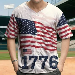 1776 Distressed American Flag - Independence Day Gift for Veterans Baseball Jersey