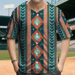 Tribal Motifs Diamonds Chevrons Zigzags Bird-like Forms Vertical Bands - Boho Lifestyle Baseball Jersey