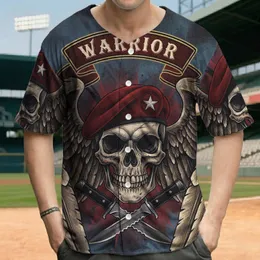 Warrior Skull Red Military Beret Star Feathered Wings Crossed Knives - Veteran Gift Baseball Jersey