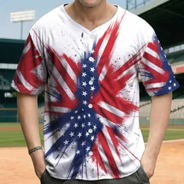 Distressed USA Flag Brushstrokes Independence Day Gift for Veterans Baseball Jersey