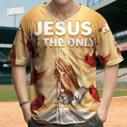 Jesus Praying Hands Rosary Bible Cardinals - Spiritual Expression Gift Baseball Jersey