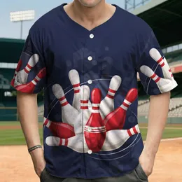 Bowling Pins Cluster - Bowling Alley Lifestyle Gift for League Players and Coaches Baseball Jersey