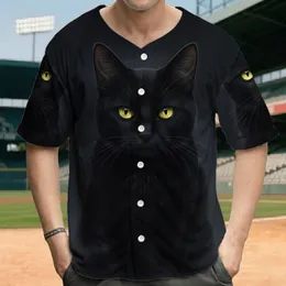 Realistic Black Cat Yellow Eyes Extended Paw Dark Smoky Mist Gradient - Wildlife Lover Gift Baseball Jersey