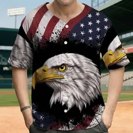 Bald Eagle American Flag Independence Day Gift for Veterans Baseball Jersey