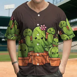 Smiling Potted Cacti Succulents Garden Plants - Plant Lover Gift Baseball Jersey
