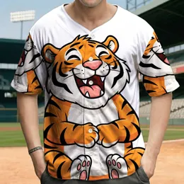 Laughing Sitting Cartoon Tiger Orange Fur Black Stripes - Everyday Gift for Animal Lovers Baseball Jersey