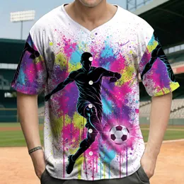 Soccer Player Mid-Kick Ball Paint Splatter - Sports Lover Gift for Athletes Baseball Jersey