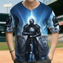 Heroic Armored Knight White Lions Cosmic Night Sky - Fantasy Adventure Gift Baseball Jersey