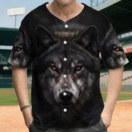 Dominant Grey Wolf Head Upper Body with Piercing Orange-Red Eyes - Wolf Lover Gift Baseball Jersey