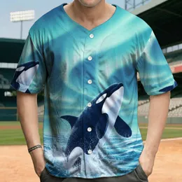 Realistic Orca Killer Whale Leaping Aurora Borealis Ocean - Wildlife Lover Gift Baseball Jersey