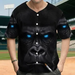Realistic Gorilla Head Electric Blue Eyes Cigarette - Wildlife Lover Gift Baseball Jersey