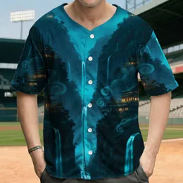 East Asian Temples Mountain Gorge - Fantasy Landscape Art Lover Gift Baseball Jersey
