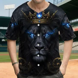 Powerful Regal Black Lion Golden Crown Blue Eyes - Bold Statement Gift for Men Baseball Jersey
