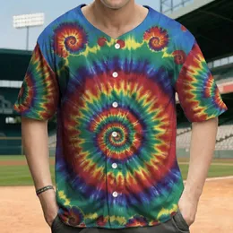 Psychedelic Tie-Dye Swirls Organic Color Splashes - Boho Lifestyle Everyday Wear Baseball Jersey