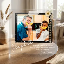 Custom Stepdad Photo Acrylic Plaque, Personalized Gift from Stepson or Stepdaughter