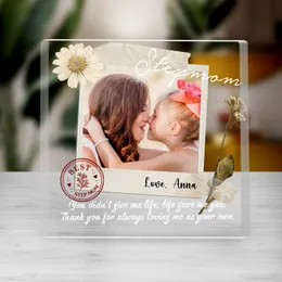 Custom Stepmom Photo Acrylic Plaque, Personalized Bonus Mom Gift