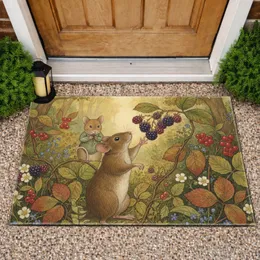 Brown Mouse Blackberry Woodland Wild Strawberry - Wildlife Home Decor Gift Doormat