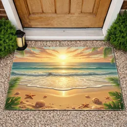 Golden Hour Beach Ocean Waves Seashells - Coastal Living Home Decor for Beach Lovers Doormat