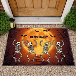 Cartoon Skeletons Dancing Bats Full Moon - Halloween Party Home Decor Doormat