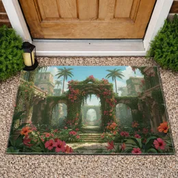 Ancient Stone Cityscape Tropical Foliage - Home Decor Gift Doormat