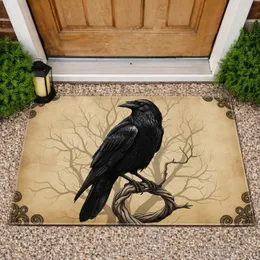 Black Raven Ornate Filigree Parchment Scroll - Antique Home Decor Gift Doormat