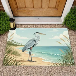 Great Blue Heron Ocean Beach Grass Palm Trees - Wildlife Lover Home Decor Gift Doormat