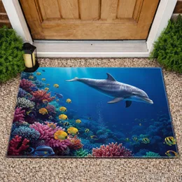 Bottlenose Dolphin Coral Reef Ocean - Home Decor Gift for Wildlife Lover Doormat