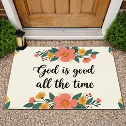 God Is Good All The Time Scripture Floral - Home Decor Gift for Believers Doormat