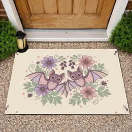 Bats Botanical Cosmos Bellflower Hearts Vines - Home Decor Gift for Bat Lover Doormat