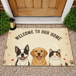 Welcome Home Pets Dog Cat Paw Print - Home Decor Gift for Pet Lovers Doormat