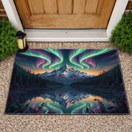 Aurora Borealis Mountain Lake Home Decor Gift for Nature Lover Doormat
