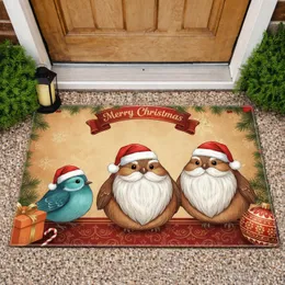 Santa Hat Birds Christmas Wreath - Merry Christmas Decor Gift Doormat