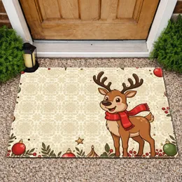 Cartoon Reindeer Christmas Baubles Stars Berries - Home Decor Gift Doormat