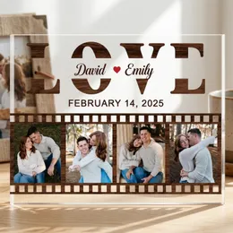 Custom Couple Photo Acrylic Plaque, Personalized Name and Date Gift