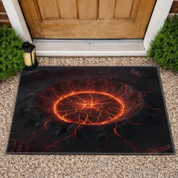 Deep Circular Volcanic Crater Molten Lava Fractured Earth Rock - Home Decor Accent Gift Doormat
