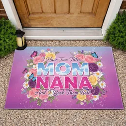 MOM NANA Two Titles Floral Butterfly Sky Stars Mother's Day Gift for Grandmothers Doormat