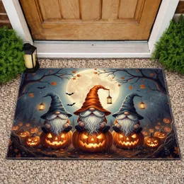 Gnomes Jack-o'-lanterns Full Moon Twilight Autumn Night - Halloween Forest Decor Gift Doormat