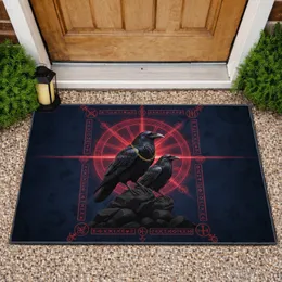 Black Ravens Golden Chain Ritual Wheel - Dark Fantasy Home Decor Gift for Fantasy Lover Doormat