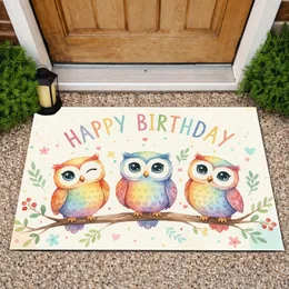 Owls Happy Birthday Botanical Branch - Birthday Celebration Gift Doormat