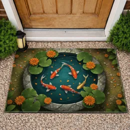 Asian Garden Koi Fish Lily Pads - Home Decor Gift for Garden Lover Doormat