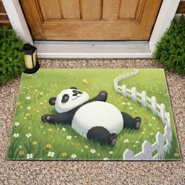 Happy Panda Wildflower Meadow Butterfly - Home Decor Gift for Animal Lover Doormat