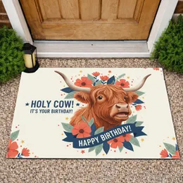 Highland Cow Birthday - Holy Cow Greeting Gift Doormat