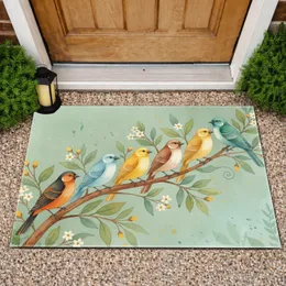Birds Perched Branch Foliage Blooms - Wildlife Lover Home Decor Gift Doormat