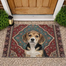 Beagle Puppy Oriental Rug Geometric Floral Medallion - Home Decor Gift for Dog Lover Doormat