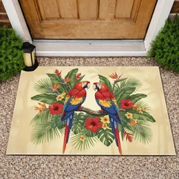 Macaws Tropical Branch Jungle Flowers - Wildlife Lover Home Decor Gift Doormat