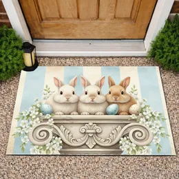 Bunnies Easter Eggs Spring Flowers - Easter Home Decor Gift Doormat