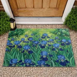 Blue Irises Lush Green Foliage Field - Home Decor Gift for Garden Lover Doormat