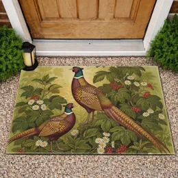 Pheasant Botanical Berry Flowers - Wildlife Lover Home Decor Gift Doormat