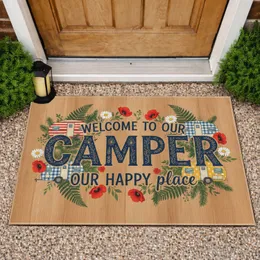 Welcome Camper Floral Travel Trailers - Camper Home Decor Gift Doormat